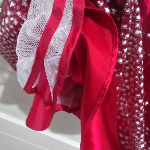 Jona Michelle Sparkle Netting Dress with Bow Red/Cranberry sz 5 - Picture 10 of 12